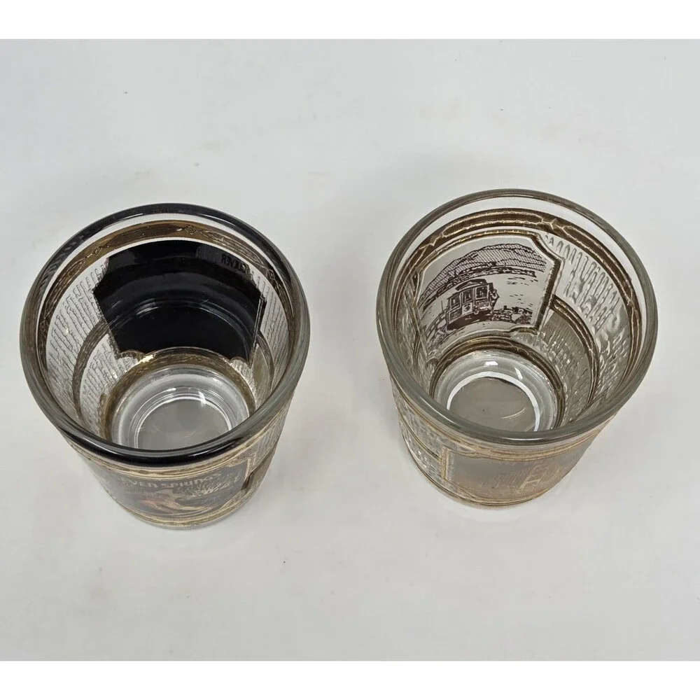 Culver 22K Gold Shot Glass Set Seven Springs San Francisco 1960s SouvenirCulver‎